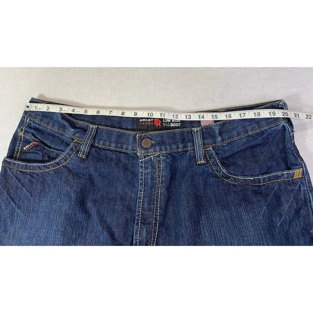 Ariat FR M4 Low Rise Boot Cut Jeans Mens 38x30 Blue Flame Resistant Denim